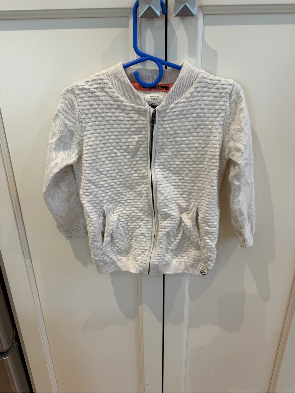 Zara 2-3t Baby/Toddler Cream Quilted Zip Front Jacket
